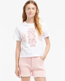 Women Barrie Cropped T-shirt with logo cashmere patch