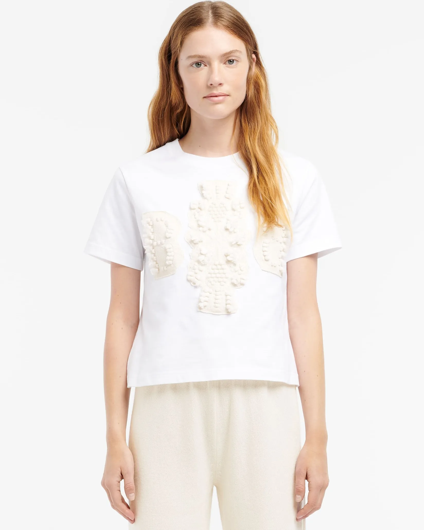 Women Barrie Cropped T-shirt with logo cashmere patch