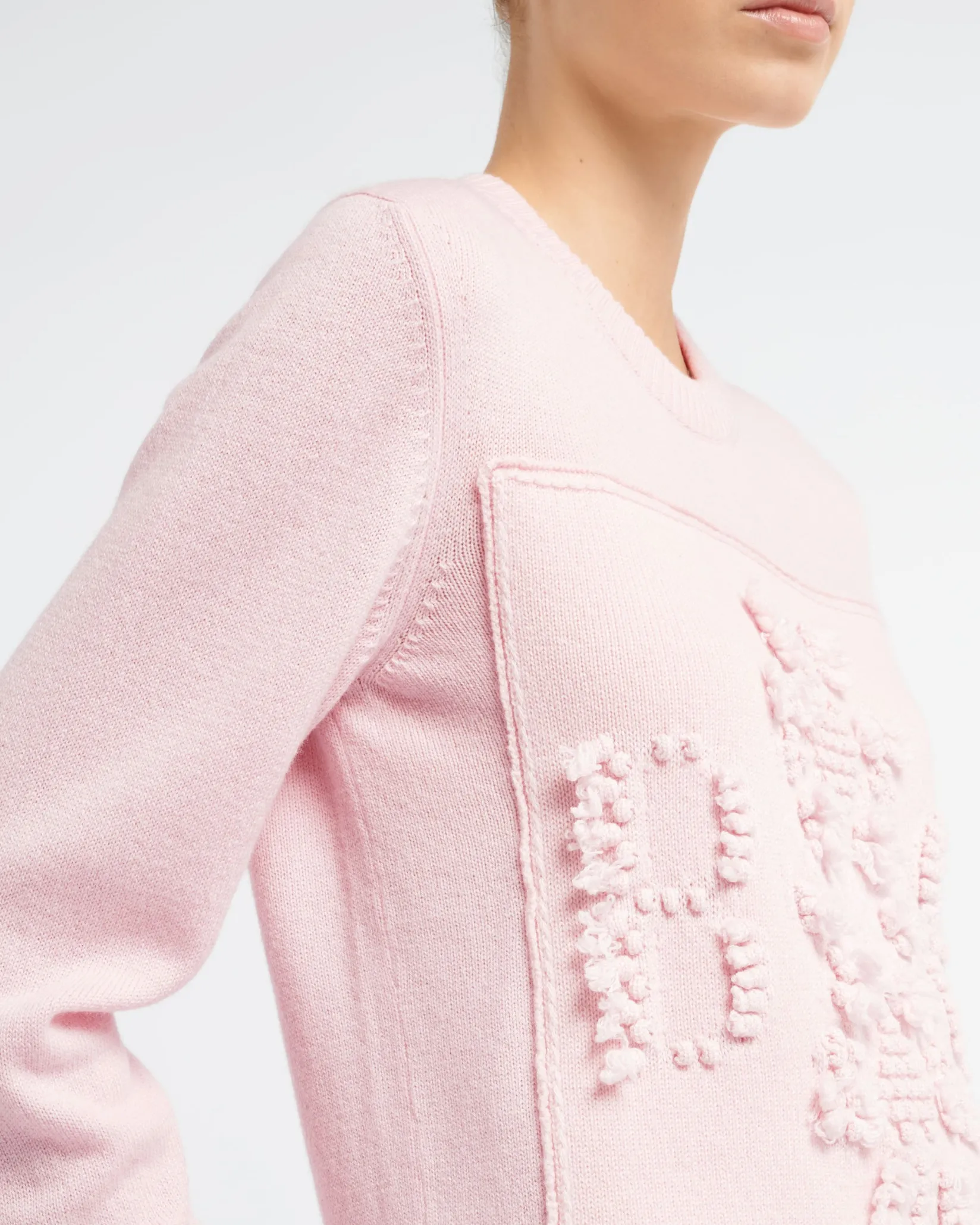 Women Barrie 3D cashmere logo round-neck jumper