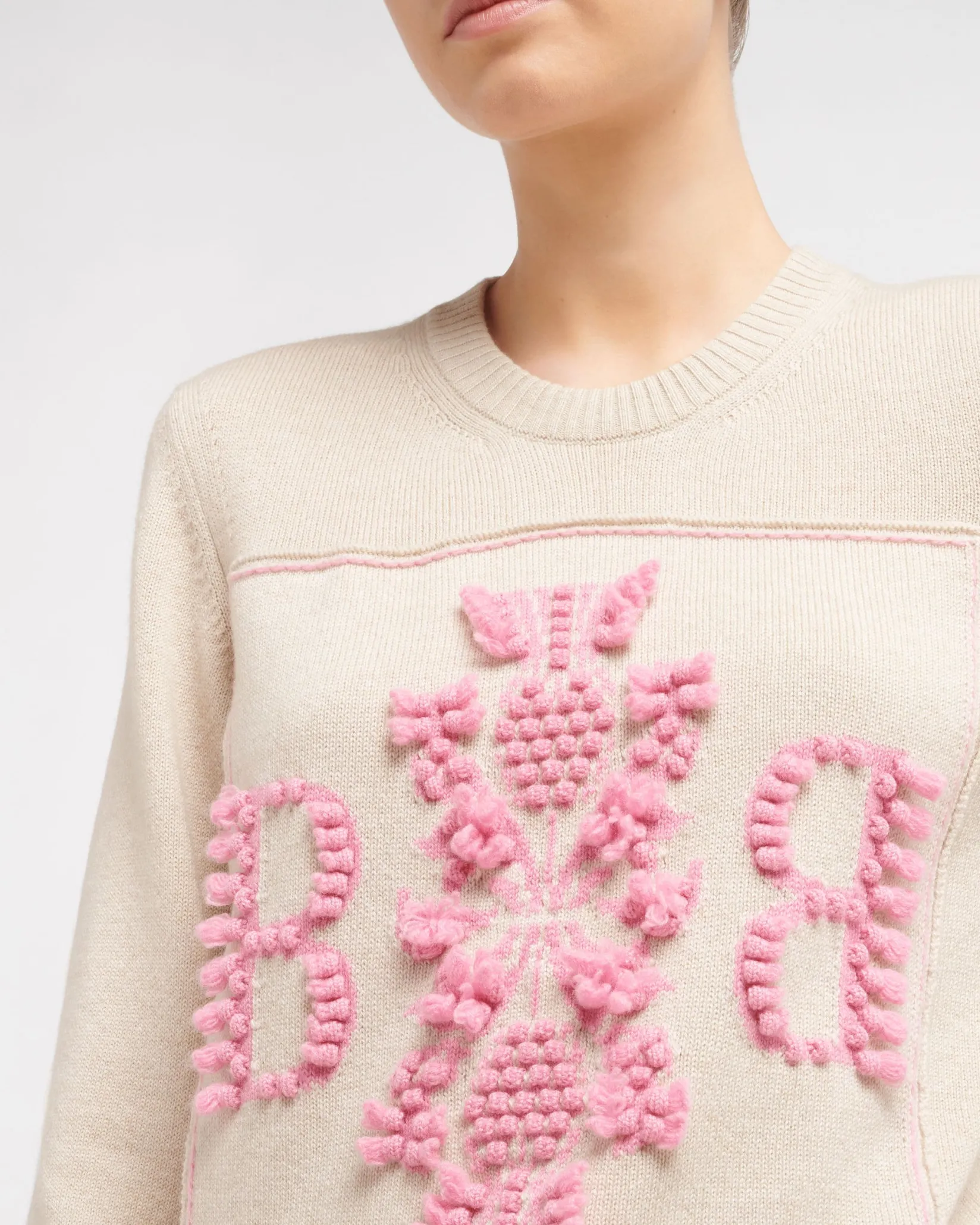 Women Barrie 3D cashmere logo round-neck jumper