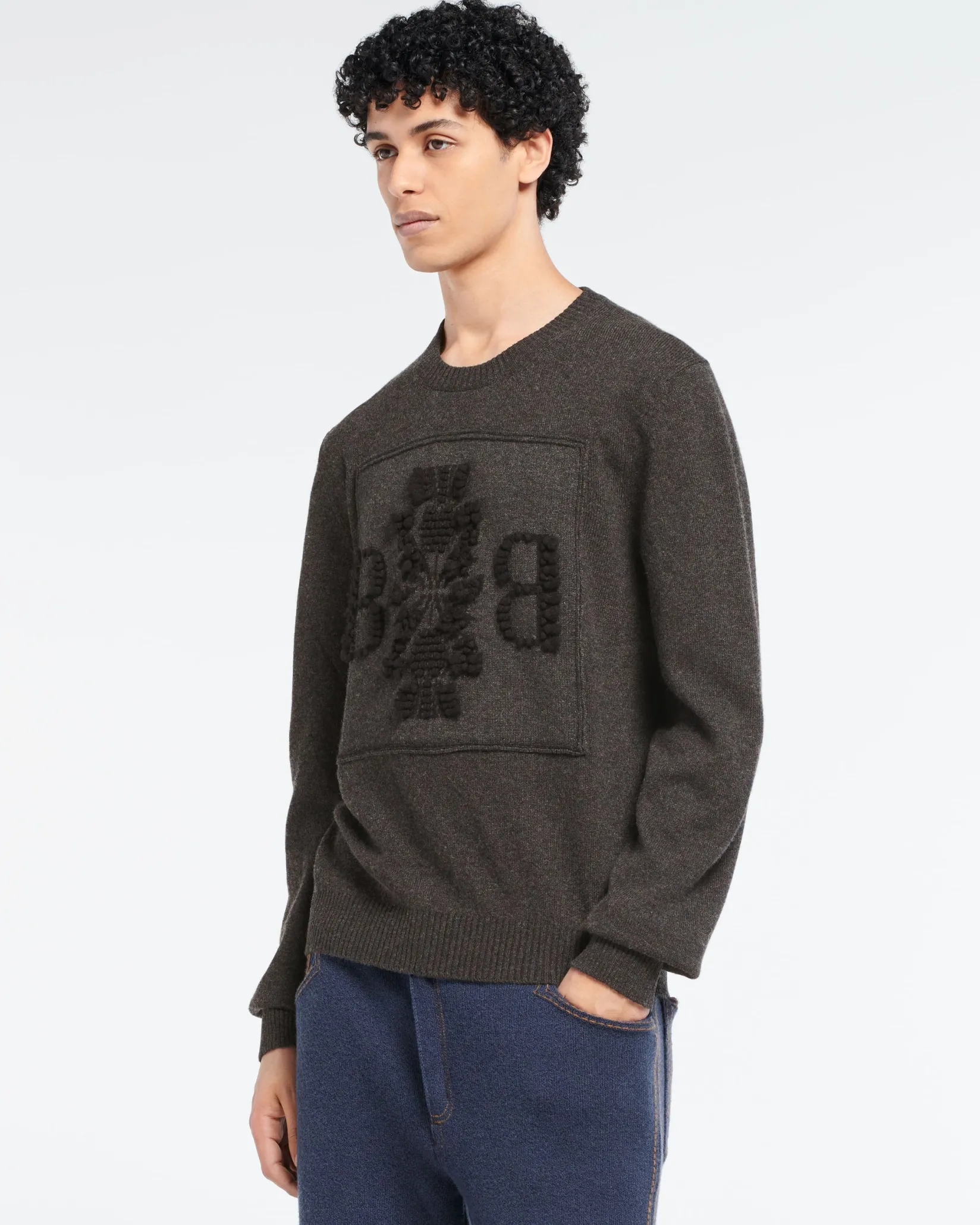 Barrie 3D cashmere logo round-neck jumper