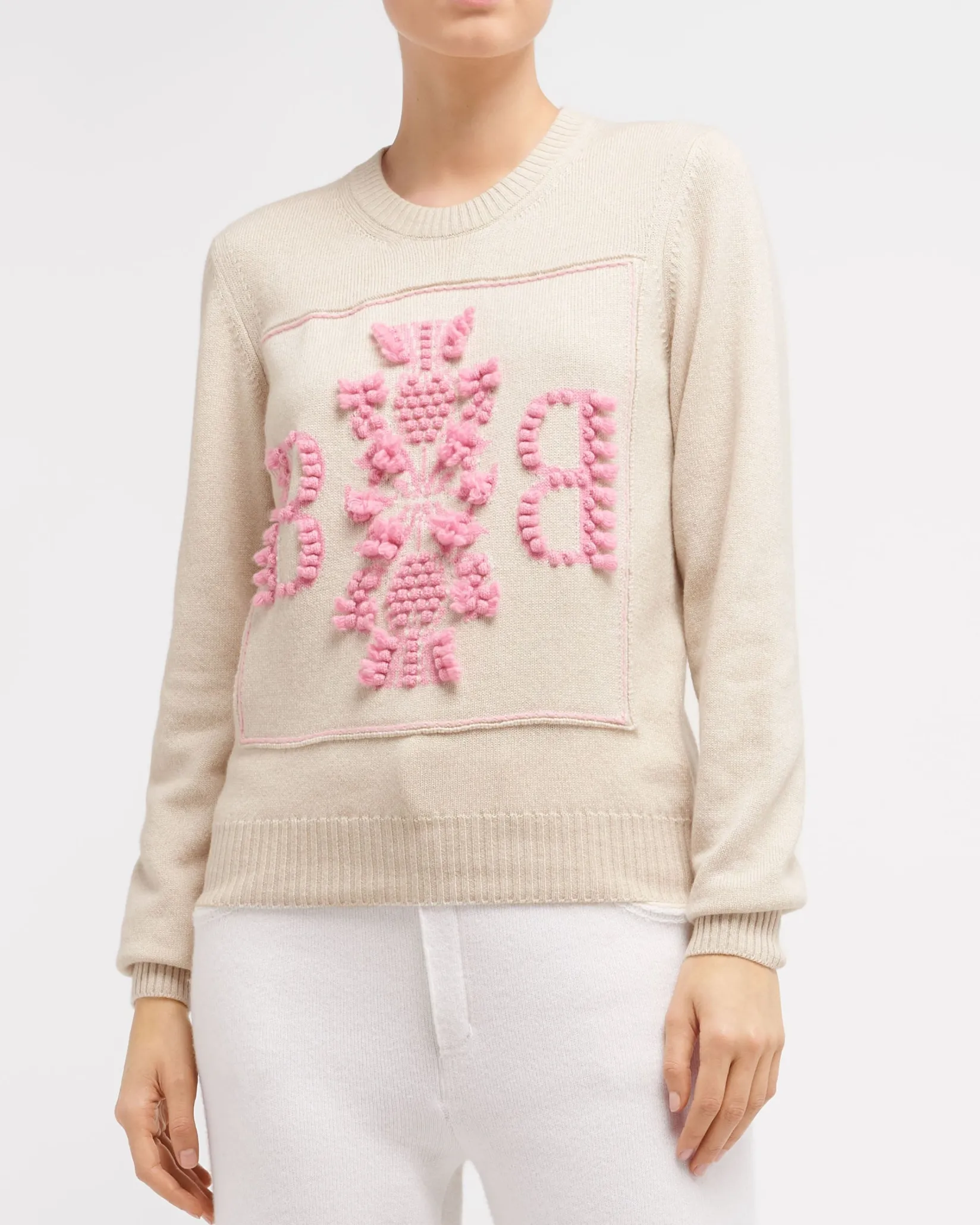 Women Barrie 3D cashmere logo round-neck jumper
