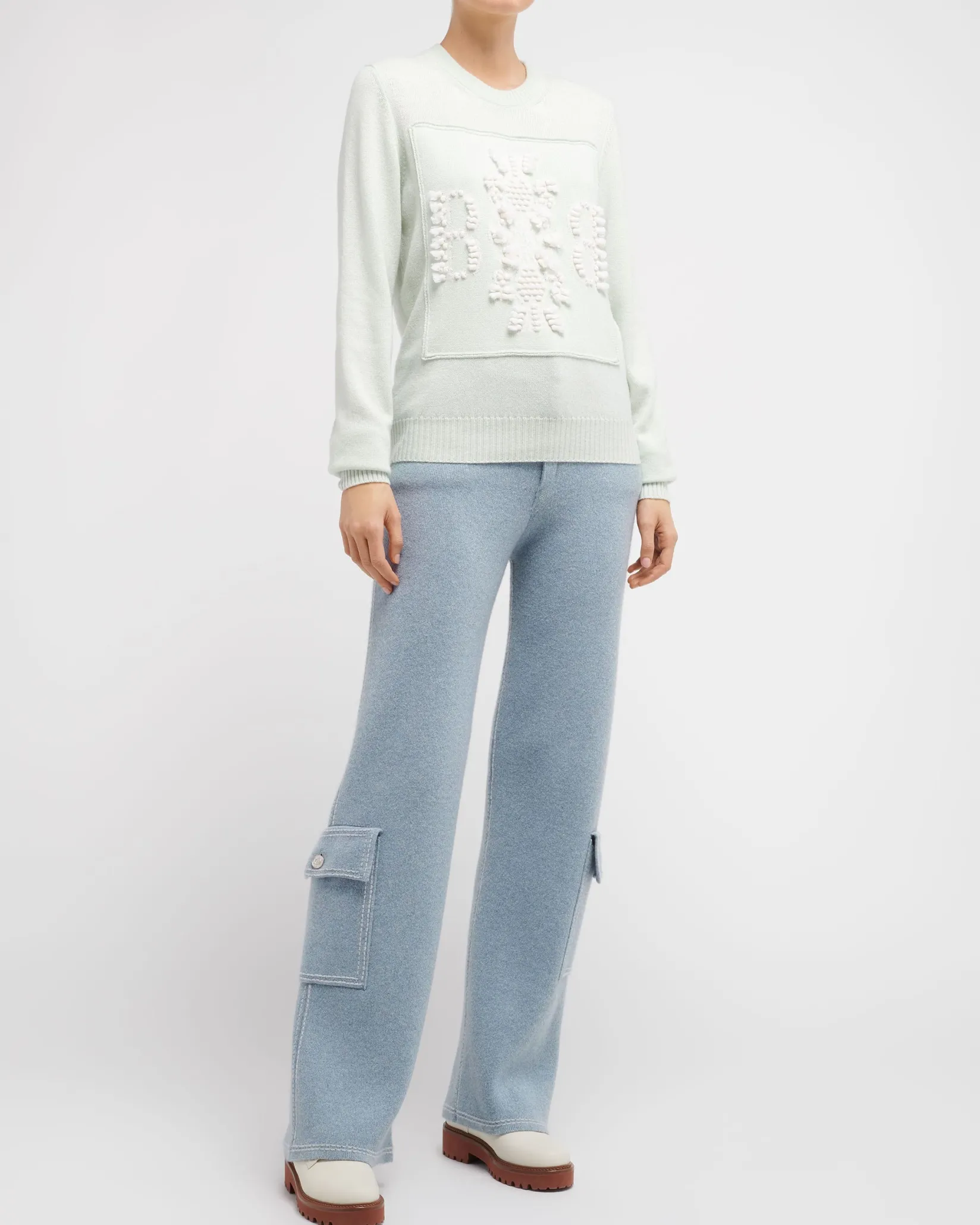 Women Barrie 3D cashmere logo round-neck jumper