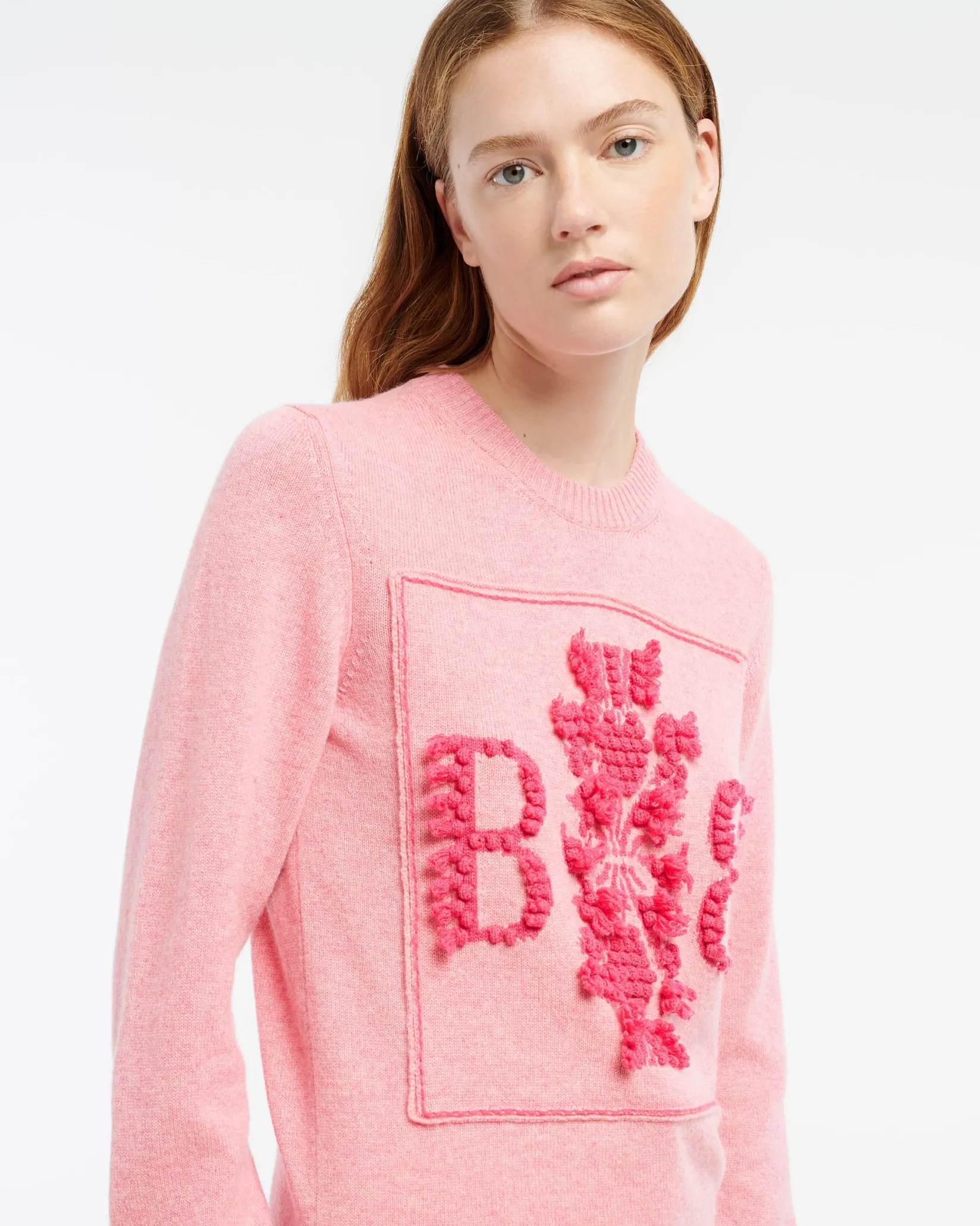 Women Barrie 3D logo round-neck jumper in mollted cashmere