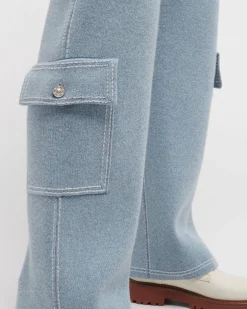 Women Barrie Denim cargo trousers in cashmere and cotton