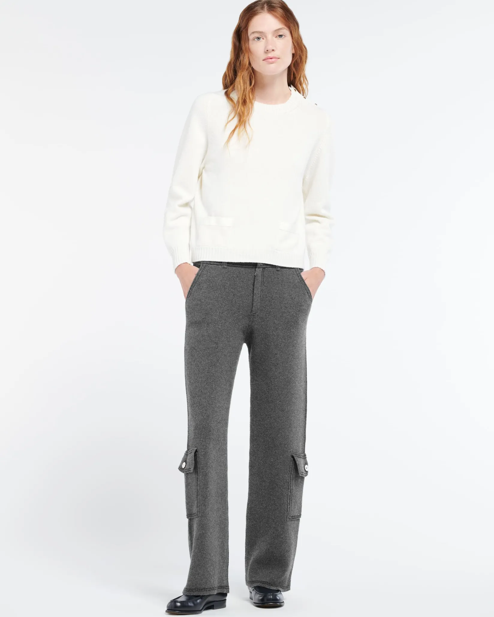 Women Barrie Denim cargo trousers in cashmere and cotton