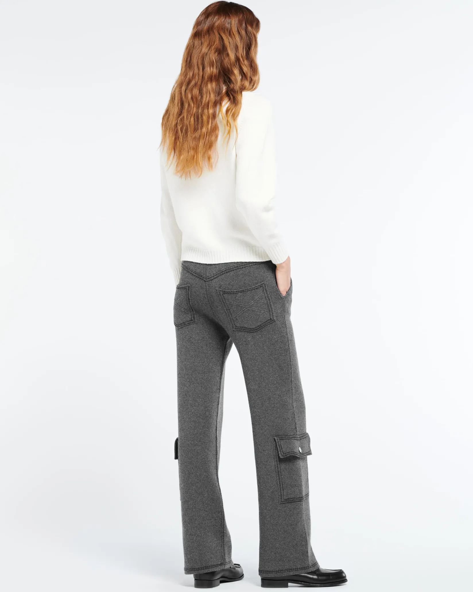 Women Barrie Denim cargo trousers in cashmere and cotton