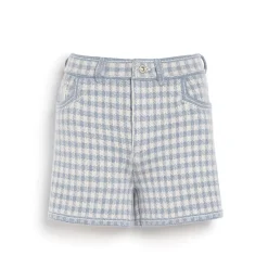 Women Barrie Denim cashmere and cotton shorts with gingham motif