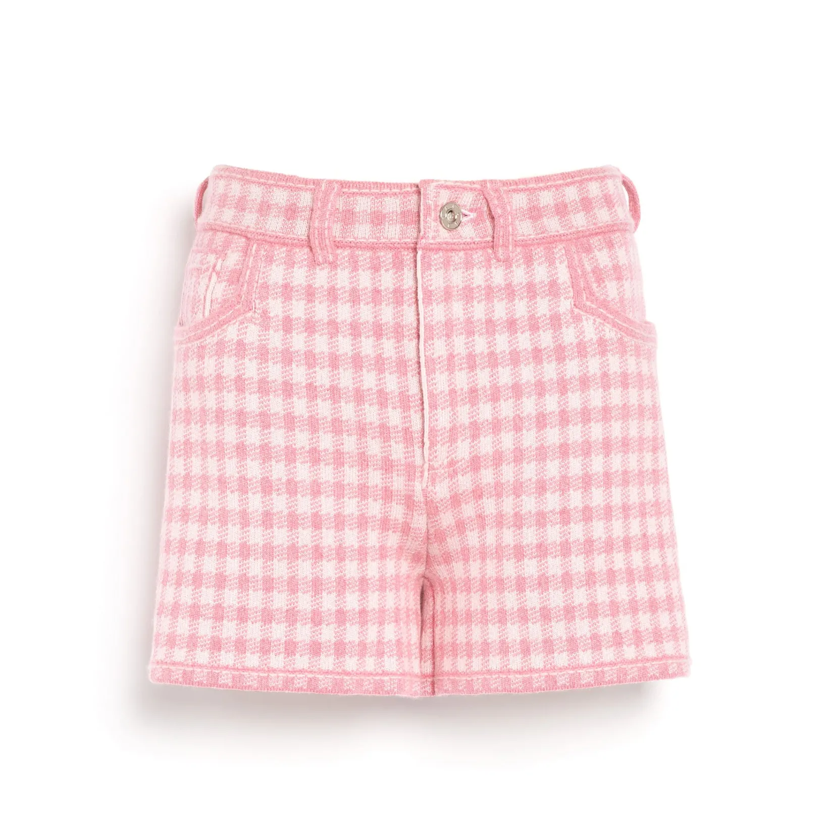 Women Barrie Denim cashmere and cotton shorts with gingham motif