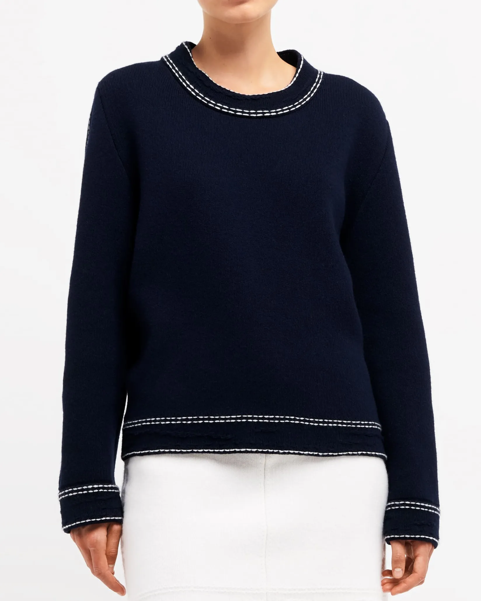 Women Barrie Denim cashmere and cotton jumper