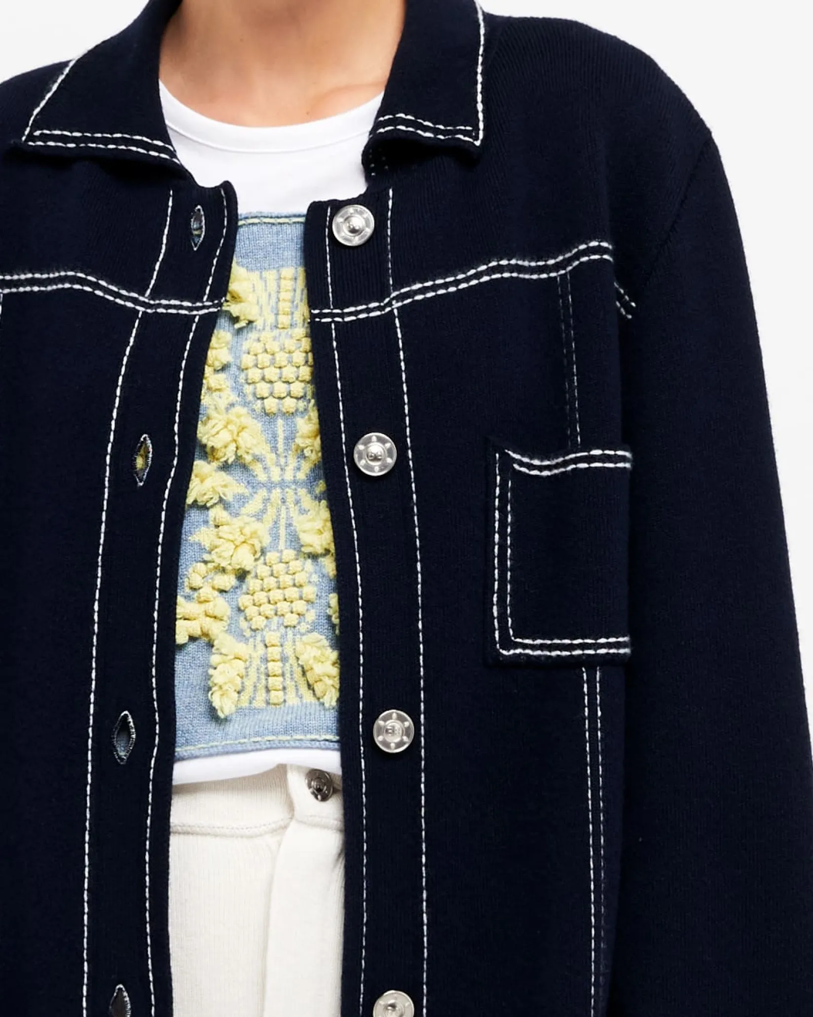 Women Barrie Denim cashmere and cotton long jacket
