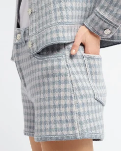 Women Barrie Denim cashmere and cotton shorts with gingham motif