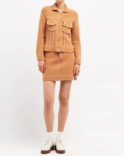 Women Barrie Denim cashmere and cotton skirt