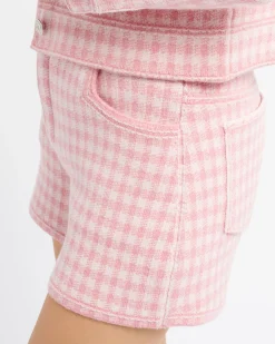 Women Barrie Denim cashmere and cotton shorts with gingham motif