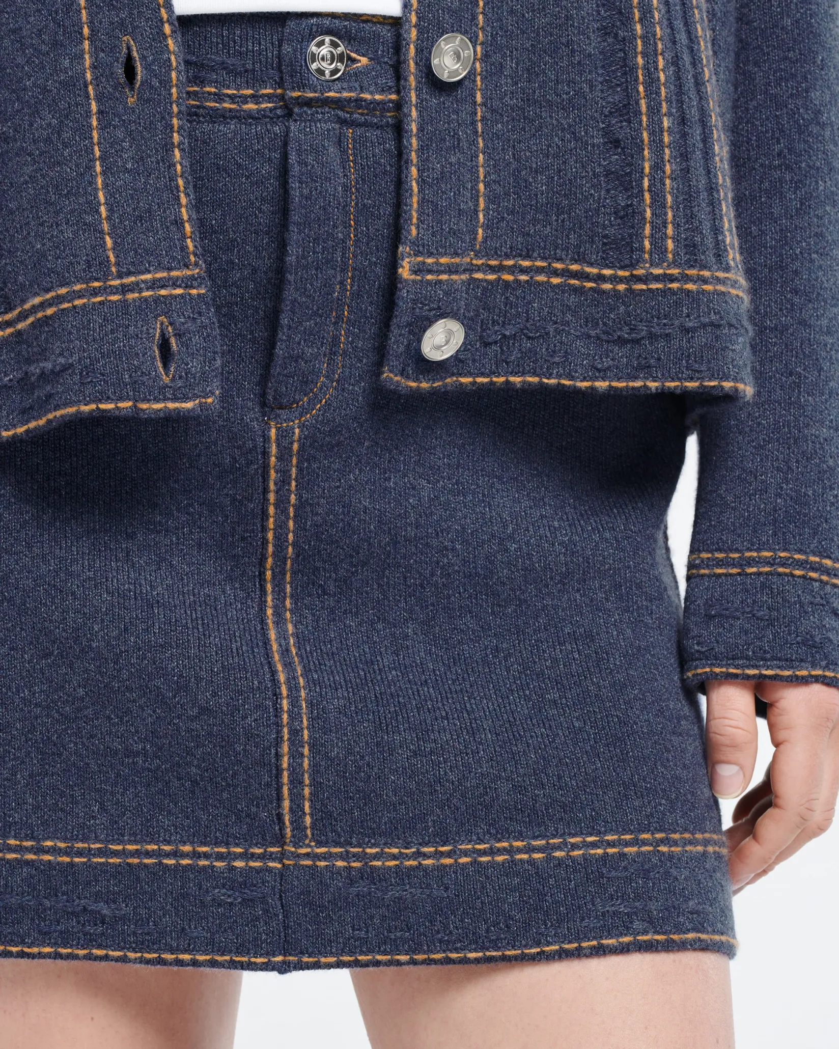 Women Barrie Denim cashmere and cotton skirt