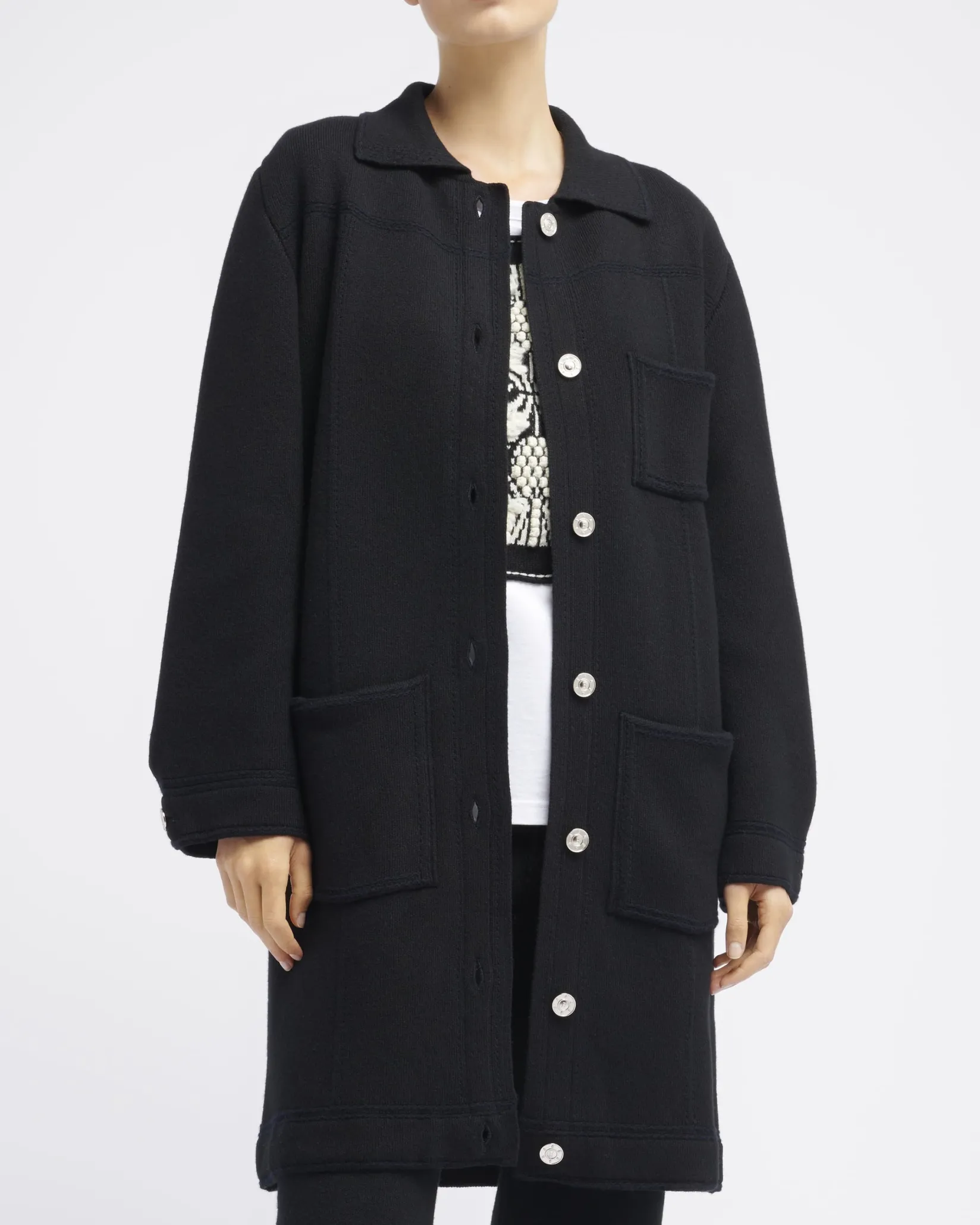 Women Barrie Denim cashmere and cotton long jacket