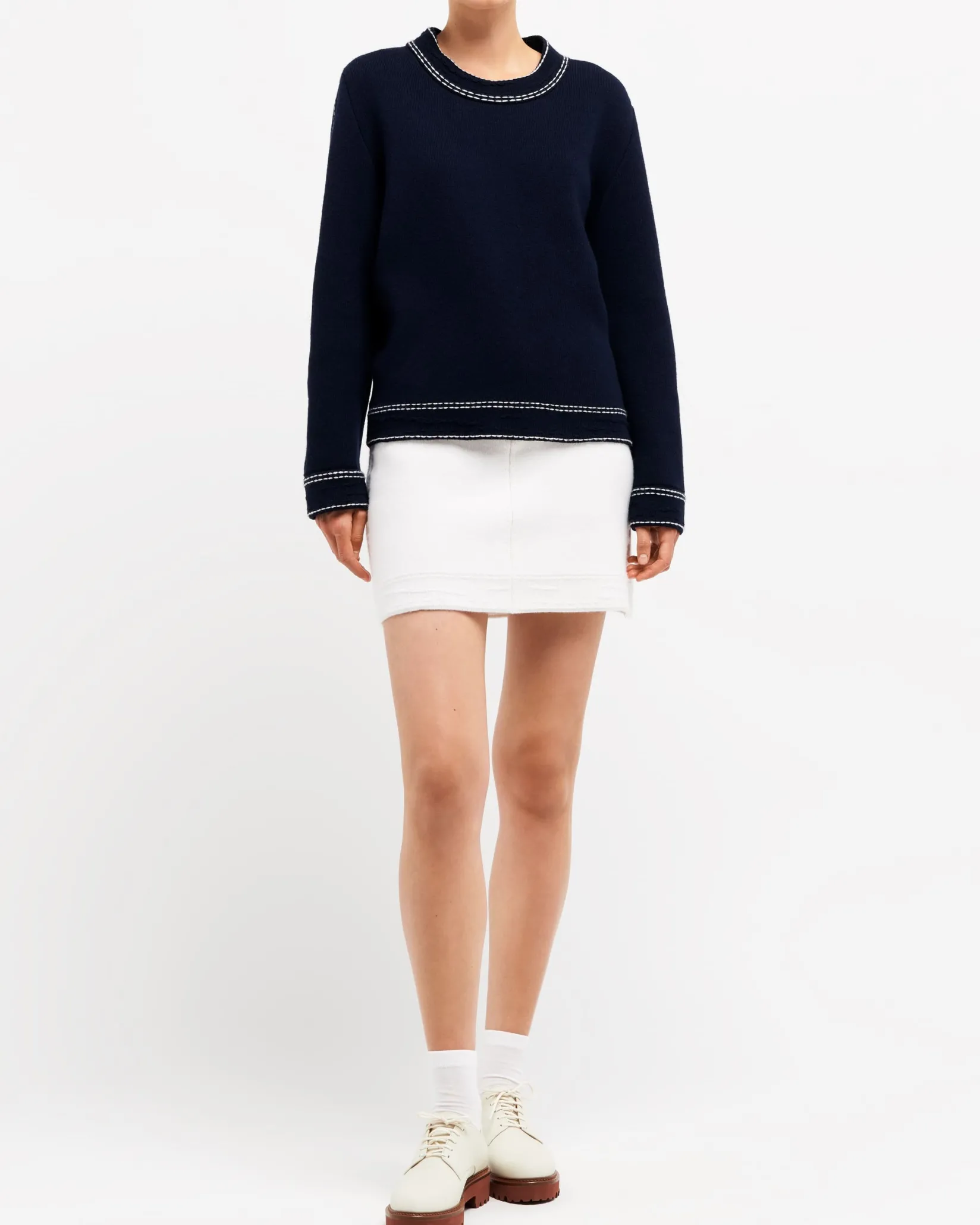 Women Barrie Denim cashmere and cotton jumper