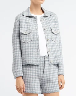 Women Barrie Denim cashmere and cotton shorts with gingham motif