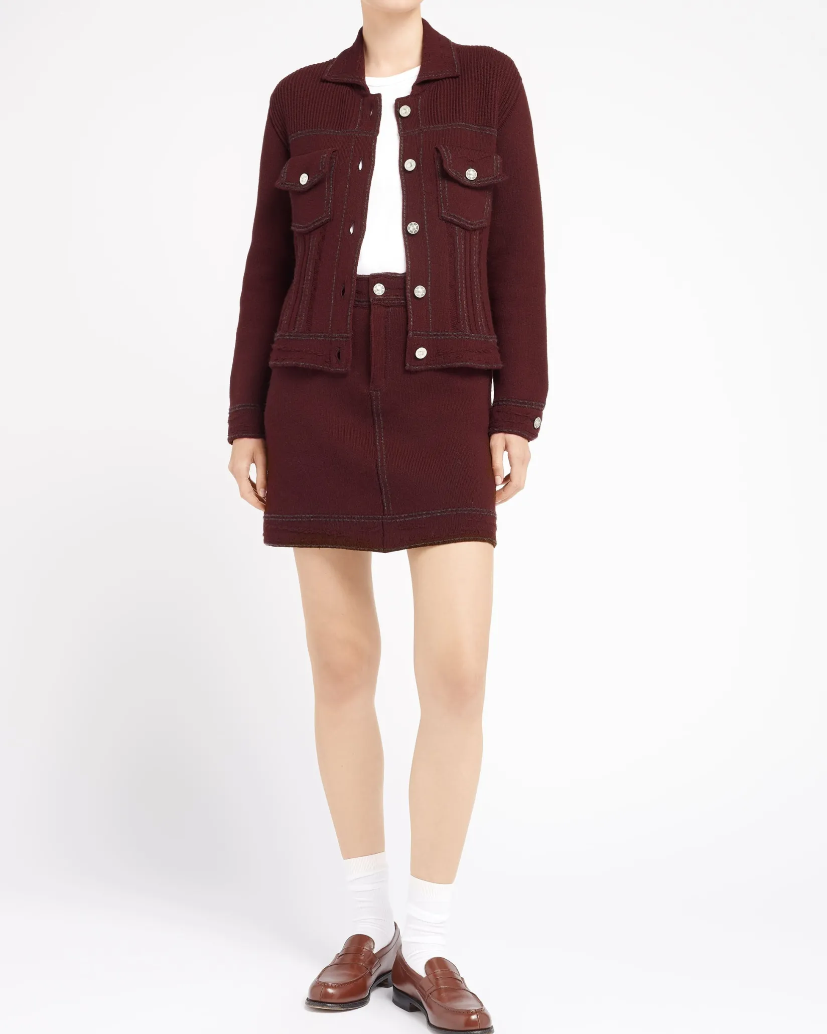 Women Barrie Denim cashmere and cotton skirt