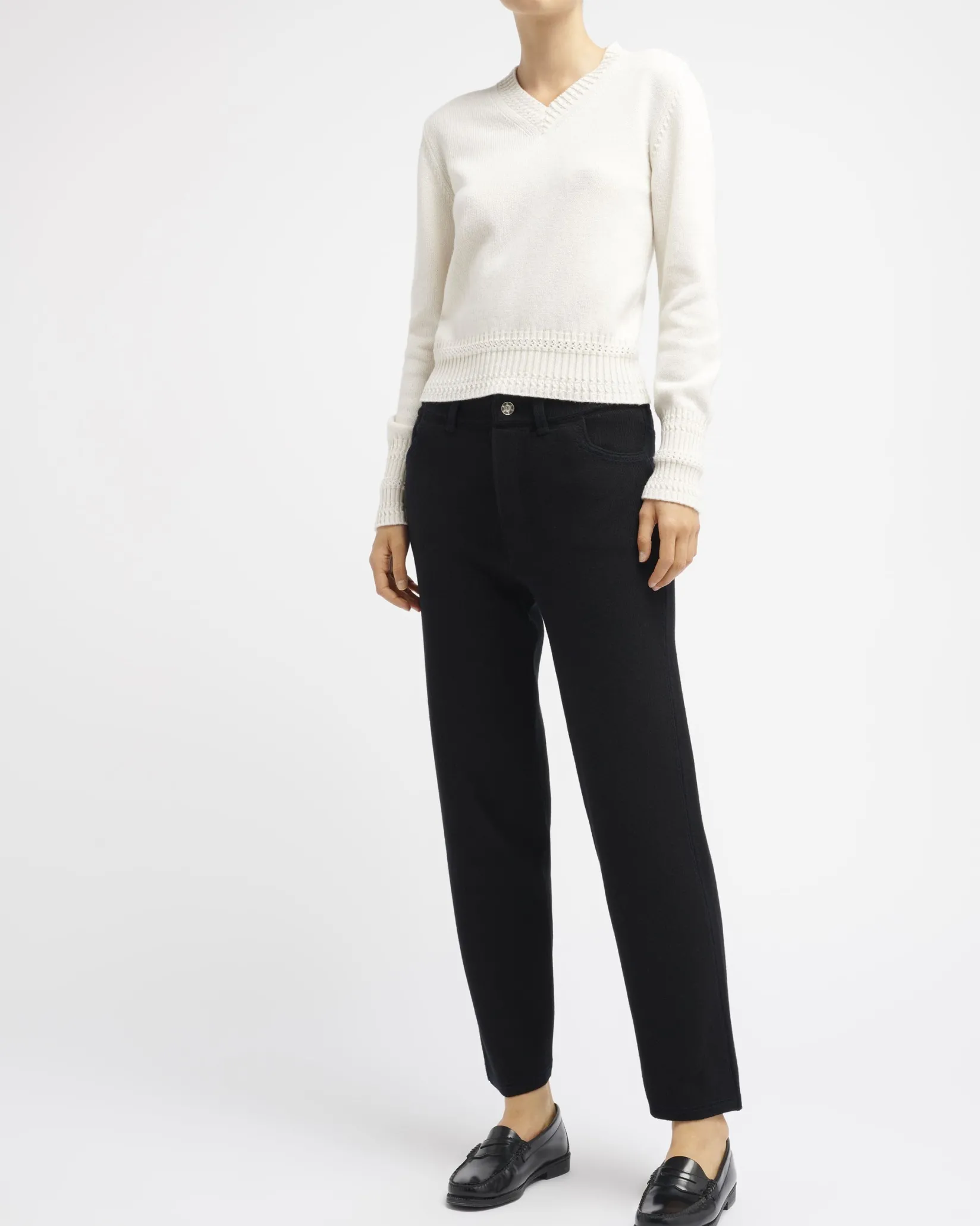 Women Barrie Denim cashmere and cotton boyfriend trousers