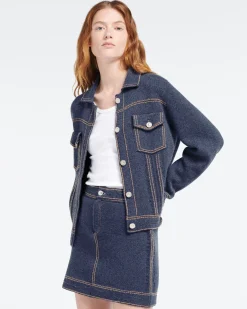 Women Barrie Denim cashmere and cotton skirt