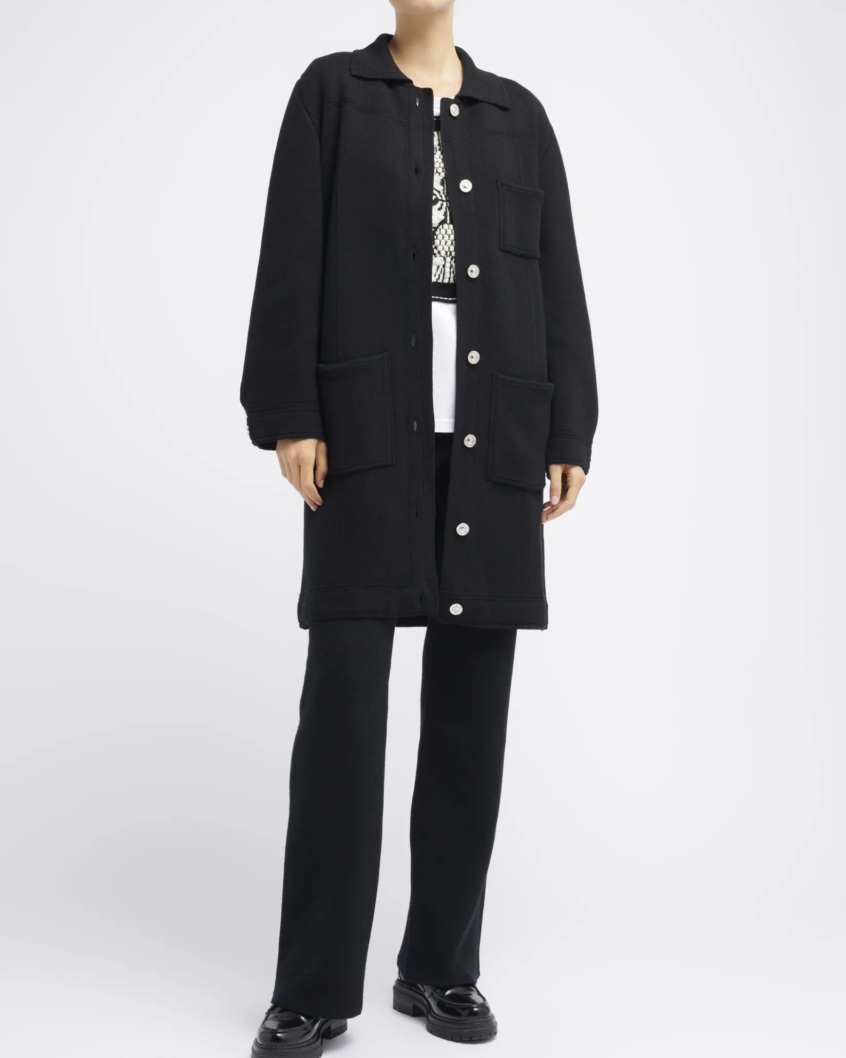 Women Barrie Denim cashmere and cotton long jacket