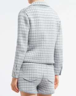 Women Barrie Denim cashmere and cotton shorts with gingham motif