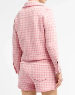 Women Barrie Denim cashmere and cotton shorts with gingham motif