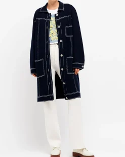 Women Barrie Denim cashmere and cotton long jacket