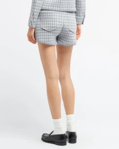 Women Barrie Denim cashmere and cotton shorts with gingham motif