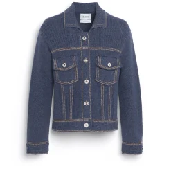 Women Barrie Denim fitted cashmere and cotton jacket