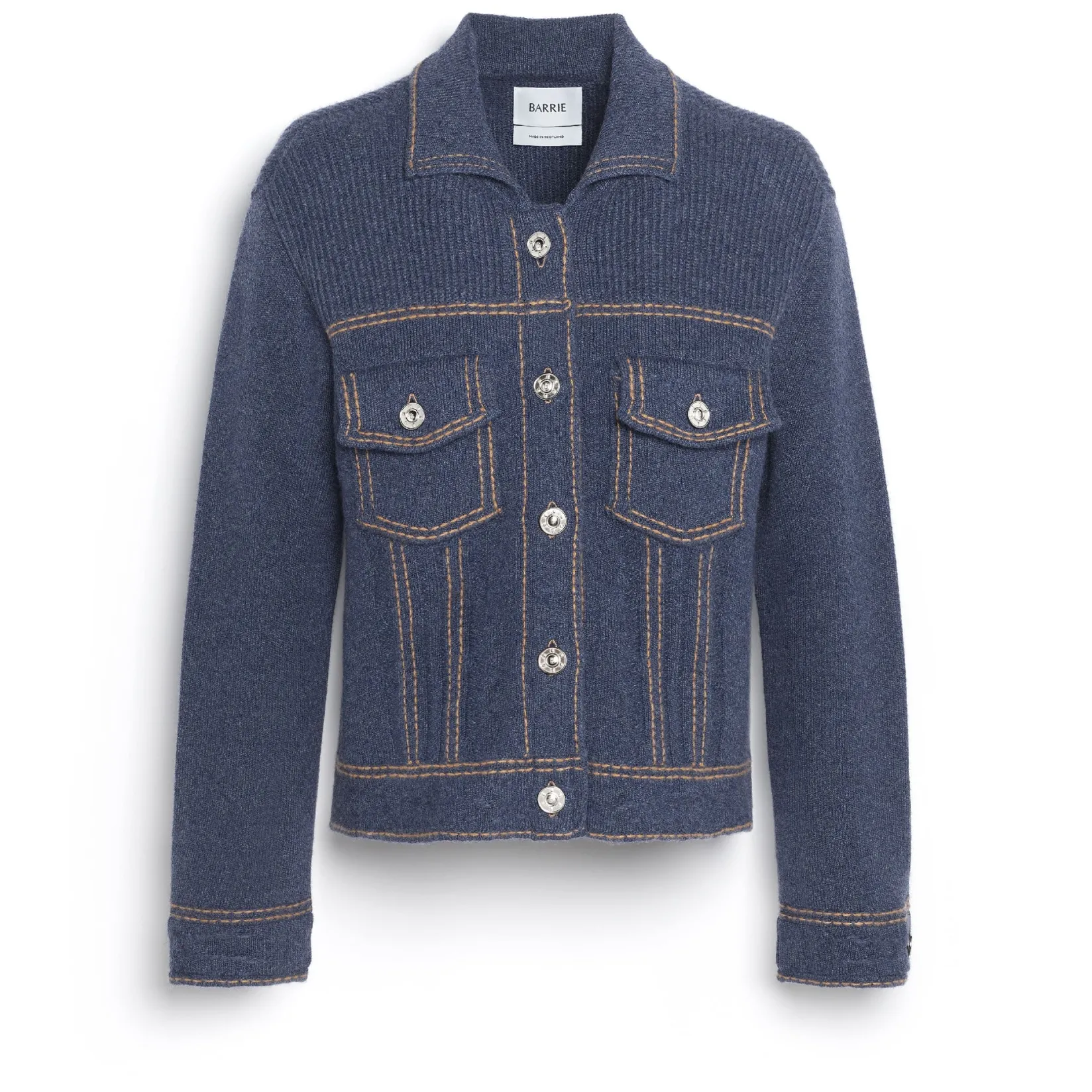 Women Barrie Denim fitted cashmere and cotton jacket