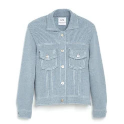 Women Barrie Denim fitted cashmere and cotton jacket