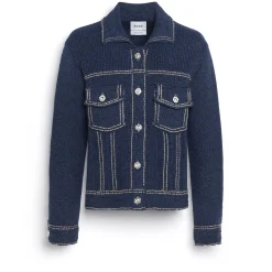 Women Barrie Denim fitted cashmere and cotton jacket