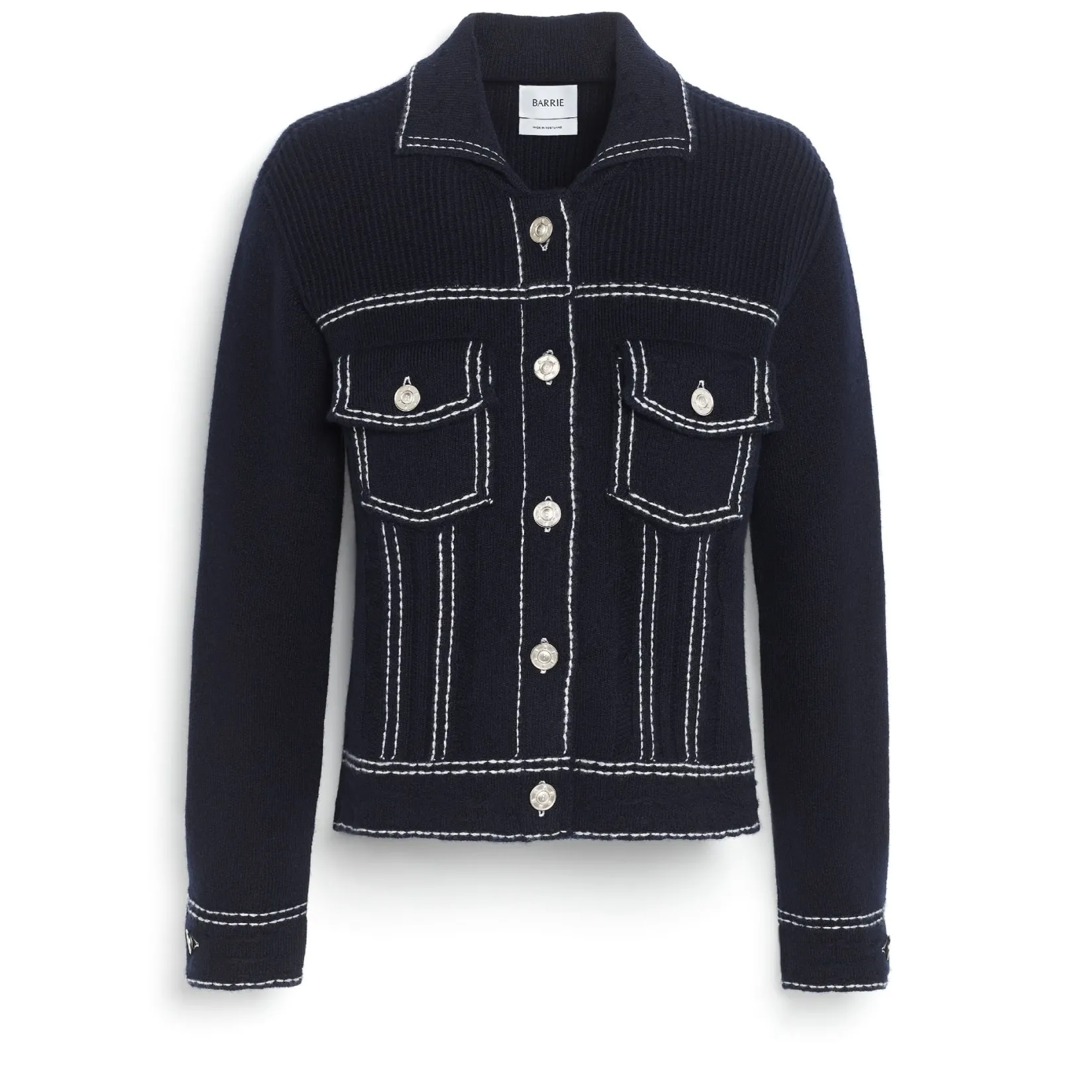 Women Barrie Denim fitted cashmere and cotton jacket