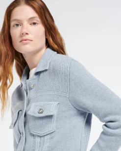 Women Barrie Denim fitted cashmere and cotton jacket