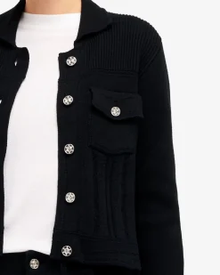 Women Barrie Denim fitted cashmere and cotton jacket