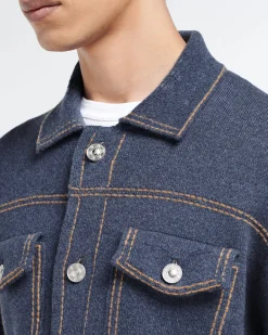 Barrie Denim fitted cashmere and cotton jacket