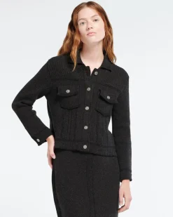Women Barrie Denim fitted cashmere and cotton jacket