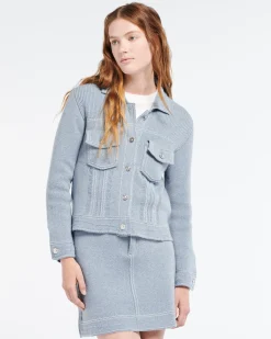 Women Barrie Denim fitted cashmere and cotton jacket
