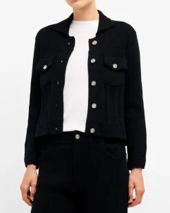 Women Barrie Denim fitted cashmere and cotton jacket