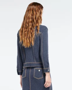 Women Barrie Denim fitted cashmere and cotton jacket