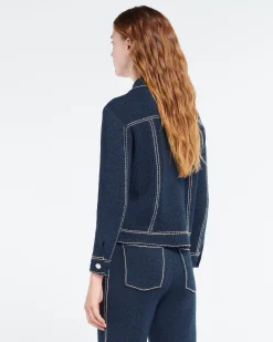 Women Barrie Denim fitted cashmere and cotton jacket