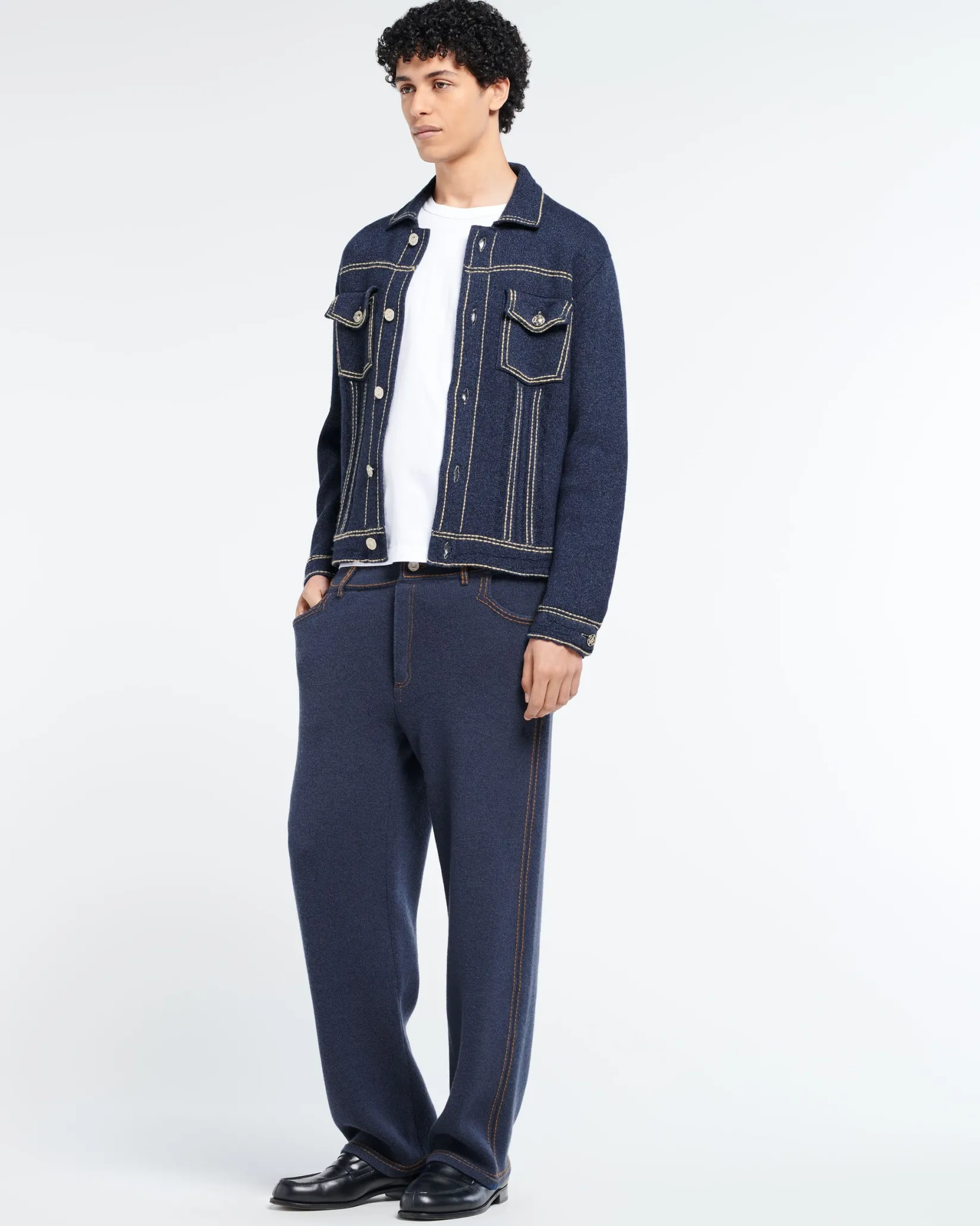 Barrie Denim fitted cashmere and cotton jacket