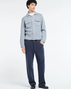 Barrie Denim fitted cashmere and cotton jacket