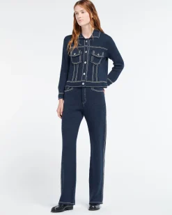 Women Barrie Denim fitted cashmere and cotton jacket