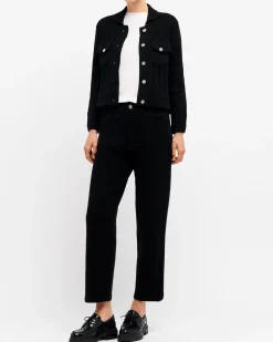 Women Barrie Denim fitted cashmere and cotton jacket