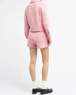 Women Barrie Denim fitted cashmere and cotton jacket with gingham motif