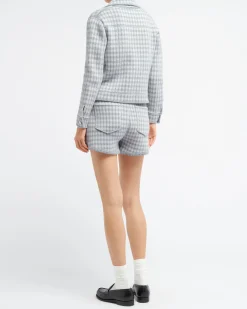 Women Barrie Denim fitted cashmere and cotton jacket with gingham motif