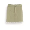 Women Barrie Denim fringed cashmere and cotton miniskirt
